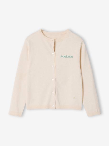 Meisjesvest Basics van fijn breisel antraciet+gemêleerd beige+grijsblauw+marineblauw+pruim+rozenhout+smaragdgroen+vanille - vertbaudet enfant 