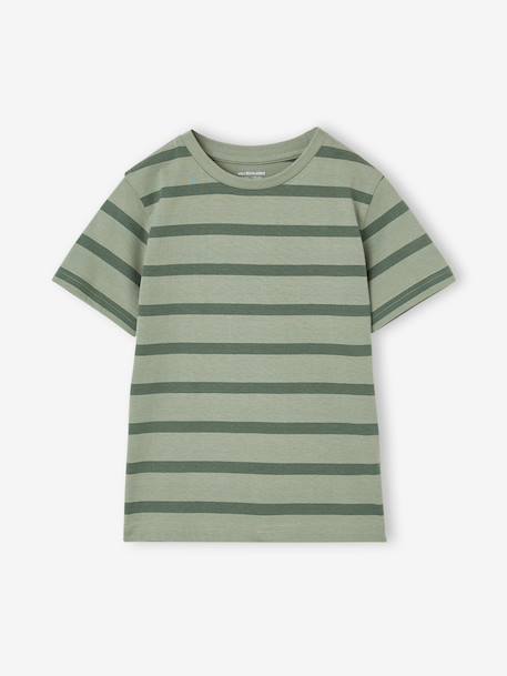 Set van 3 T-shirt met korte mouwen amandelgroen+karamel+marineblauw+pecannoot+petrolblauw+saliegroen - vertbaudet enfant 