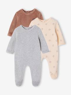 -Set van 3 velours babypyjama's