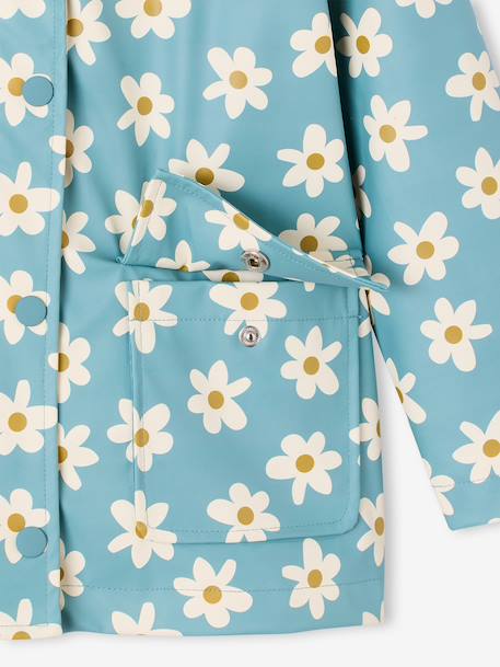 Bedrukte meisjesregenjas met capuchon groen+marineblauw+meerkleurig+vanille - vertbaudet enfant 