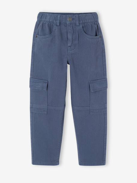 Cargo broek jongen jeansblauw+olijf - vertbaudet enfant 