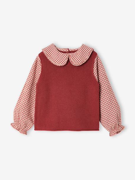 2-in-1 trui voor meisjes lila+marineblauw+terracottategel - vertbaudet enfant 