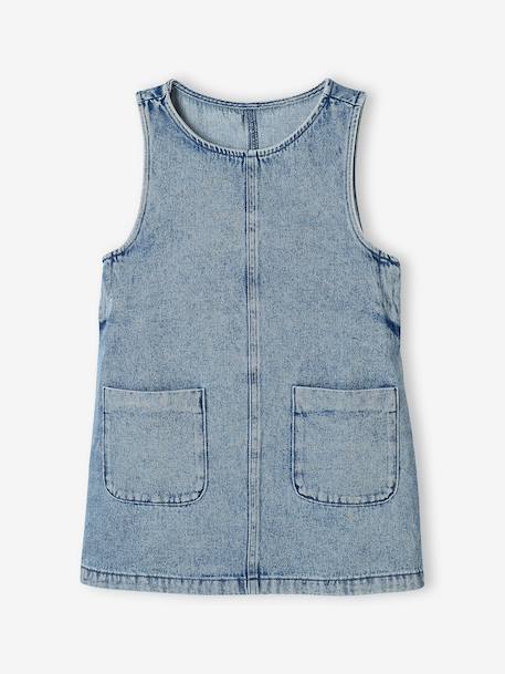 Denim overgooier voor meisjes middenblauw - vertbaudet enfant 