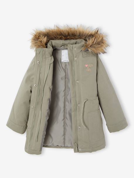 3-in-1 parka met capuchon meisje DARK GREEN+groengrijs+kaki+PURPLE DARK+salie+zwart - vertbaudet enfant 