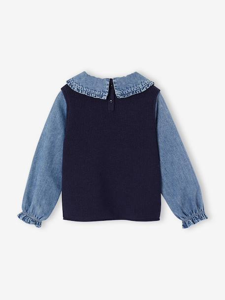 2-in-1 trui voor meisjes lila+marineblauw+terracottategel - vertbaudet enfant 