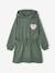 Korte sweatjurk met capuchon meisje gemêleerd grijs+groen+marineblauw - vertbaudet enfant 