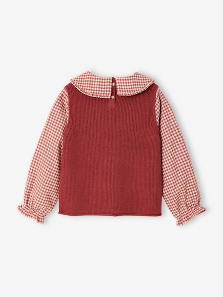 2-in-1 trui voor meisjes lila+marineblauw+terracottategel - vertbaudet enfant 