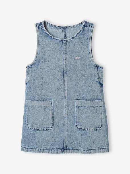 Denim overgooier voor meisjes middenblauw - vertbaudet enfant 