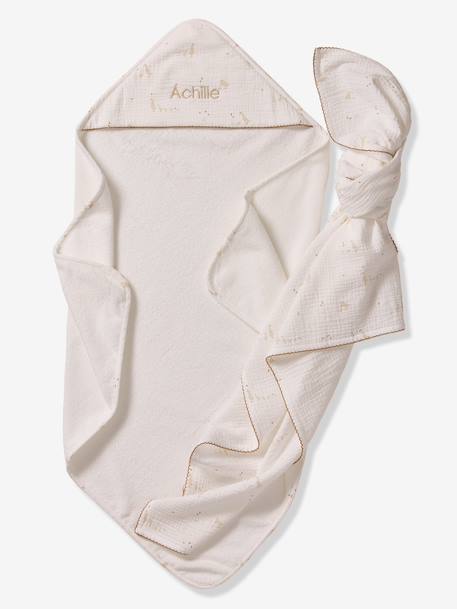 Badcape en hydrofiele doek in cadeauverpakking ecru - vertbaudet enfant 
