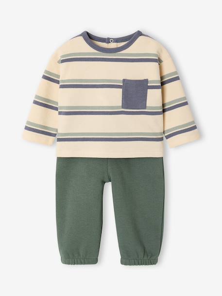 Babyset T-shirt en broek jongen groen+karamel - vertbaudet enfant 
