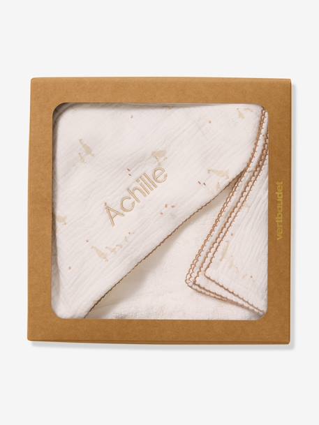 Badcape en hydrofiele doek in cadeauverpakking ecru - vertbaudet enfant 
