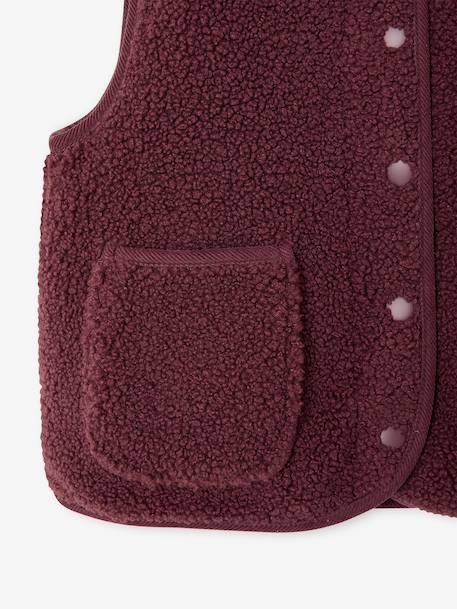 Mouwloos meisjesvest van sherpa pruim+rouge+vanille - vertbaudet enfant 