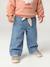 Wijde babyjeans met knoopriem ongewassen denim+stone - vertbaudet enfant 
