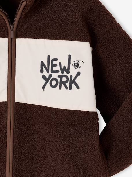 Jongensvest van sherpa met rits hazelnoot - vertbaudet enfant 