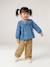 Wijde broek met kleur babymeisje met riem om te strikken beige+donkerpaars+karamel - vertbaudet enfant 