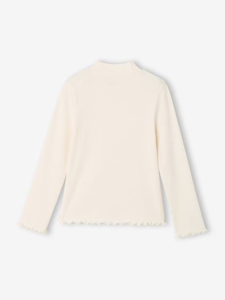 Meisjescolshirt met opstaande kraag ecru+oudroze - vertbaudet enfant 
