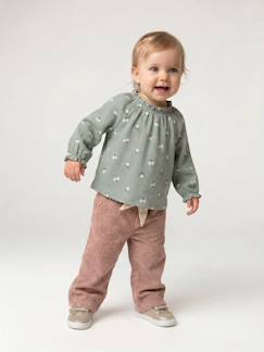 Baby-Wijde fluwelen broek met gebloede riem voor baby's 