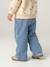 Wijde babyjeans met knoopriem ongewassen denim+stone - vertbaudet enfant 