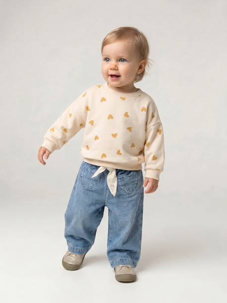 Sweater met luipaardprint taupe+vanille - vertbaudet enfant 