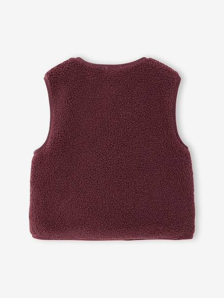 Mouwloos meisjesvest van sherpa pruim+rouge+vanille - vertbaudet enfant 
