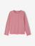 Geribde meisjesshirt met lange mouwen ecru+taupe+zachtpaars - vertbaudet enfant 