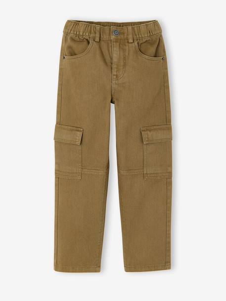 Cargo broek jongen jeansblauw+olijf - vertbaudet enfant 