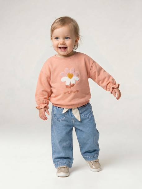 Sweatshirt voor babymeisjes met lange mouwen abrikoos - vertbaudet enfant 