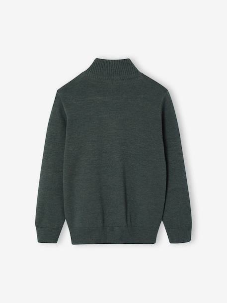 jongensvest met ritssluiting en opstaande kraag Blauw chiné+Ecru geschineerd - BROSS B 029+gemêleerd groen - vertbaudet enfant 