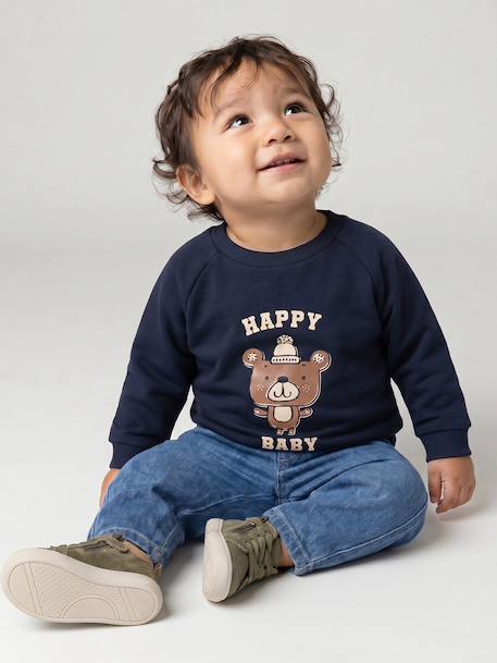 Baby sweater met lange mouwen marineblauw+okergeel - vertbaudet enfant 