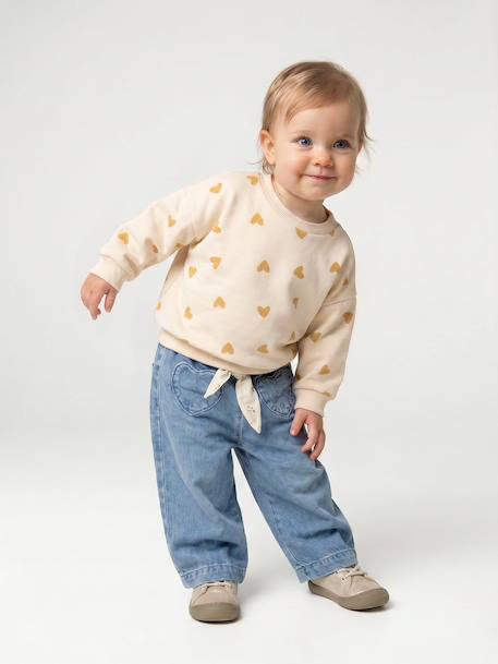 Sweater met luipaardprint taupe+vanille - vertbaudet enfant 