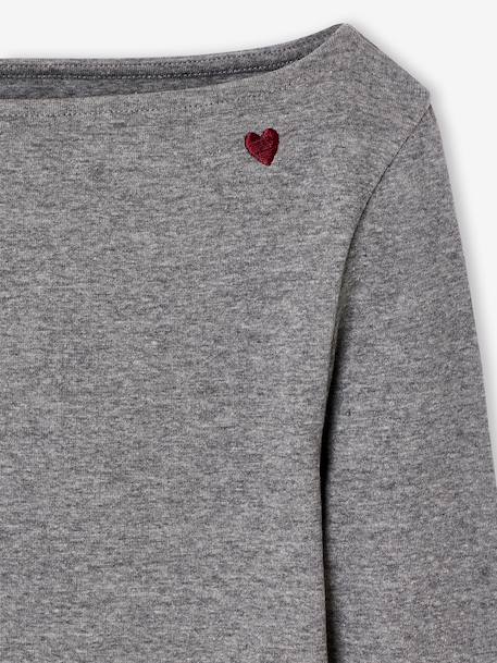 Set van 2 t-shirts in ribstof voor meisjes JONEN bordeauxrood+Engels groen+gemêleerd grijs - vertbaudet enfant 