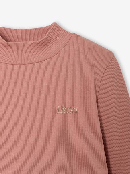 Meisjescolshirt met opstaande kraag ecru+oudroze - vertbaudet enfant 