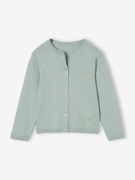 Meisjesvest Basics van fijn breisel antraciet+gemêleerd beige+grijsblauw+marineblauw+pruim+rozenhout+smaragdgroen+vanille - vertbaudet enfant 