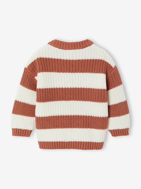 Gestreepte babytrui met lange mouwen marineblauw+terracotta - vertbaudet enfant 
