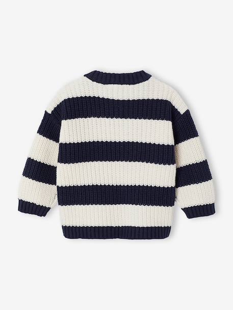 Gestreepte babytrui met lange mouwen marineblauw+terracotta - vertbaudet enfant 