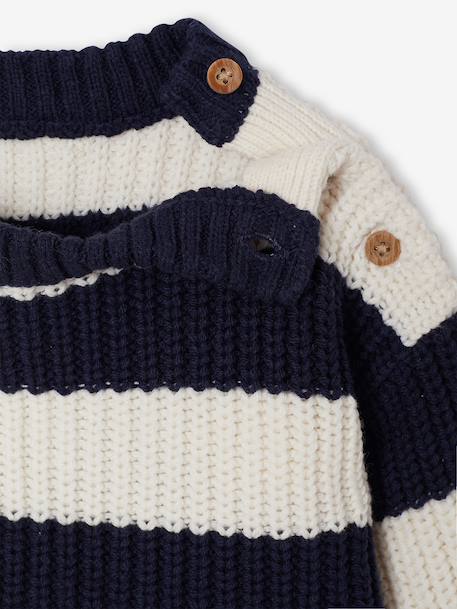 Gestreepte babytrui met lange mouwen marineblauw+terracotta - vertbaudet enfant 