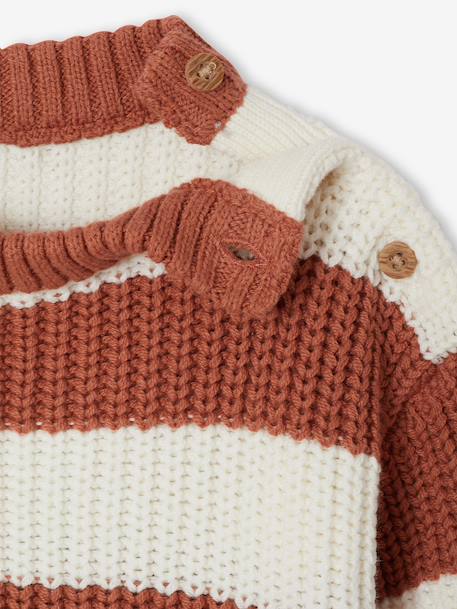 Gestreepte babytrui met lange mouwen marineblauw+terracotta - vertbaudet enfant 