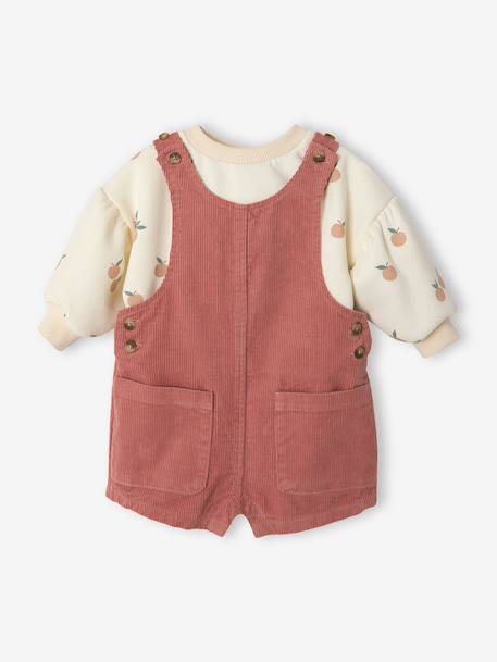 Babykledingset sweatshirt en tuinbroek oudroze - vertbaudet enfant 