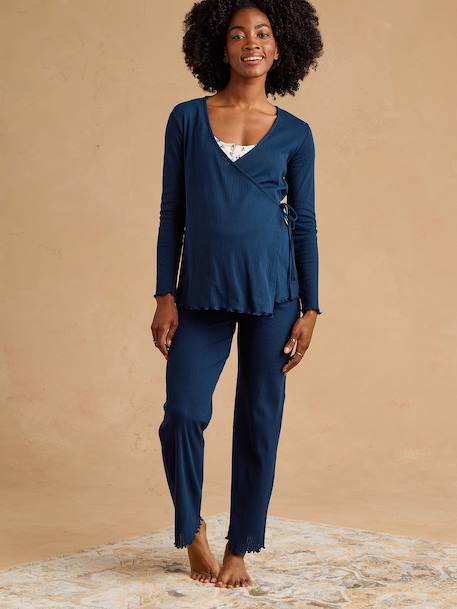 3-delige pyjama zwangerschap marineblauw - vertbaudet enfant 