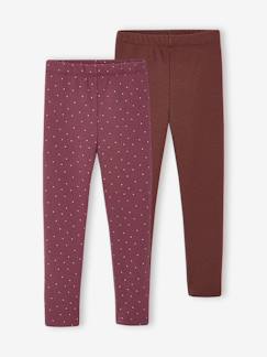 Meisje-Set van 2 leggings gevoerd met fleece mesh voor meisjes