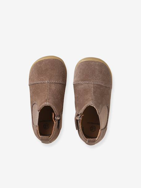 Soepel leren laarzen met rits en elastiek beige+kameel+marineblauw - vertbaudet enfant 
