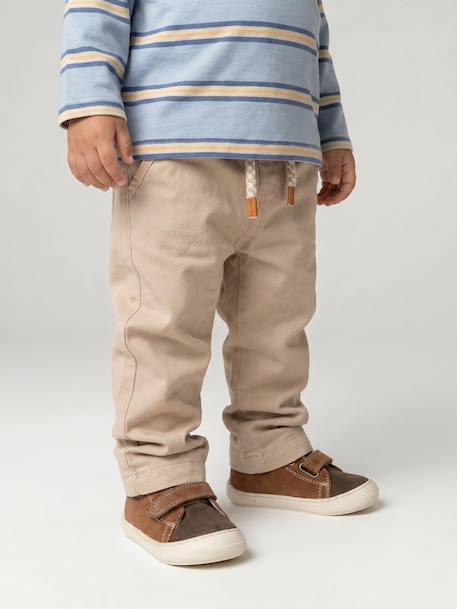 Gevoerd twill broekje jongensbaby beige+flesgroen+Inkt+pecannoot - vertbaudet enfant 