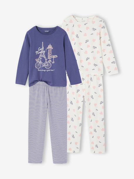Set van 2 lange meisjespyjama's leiblauw - vertbaudet enfant 