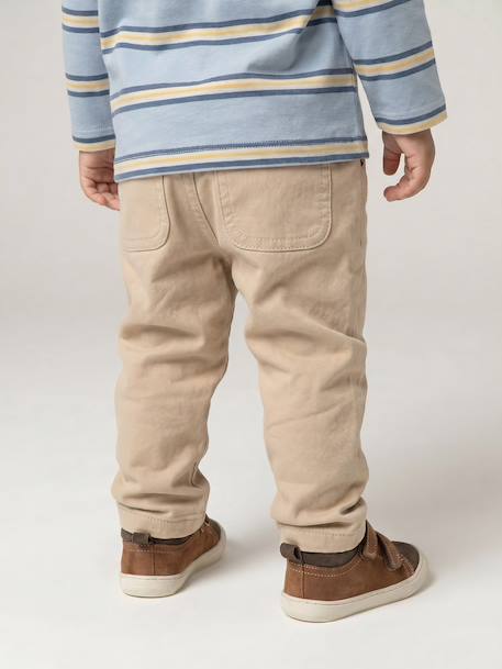 Gevoerd twill broekje jongensbaby beige+flesgroen+Inkt+pecannoot - vertbaudet enfant 