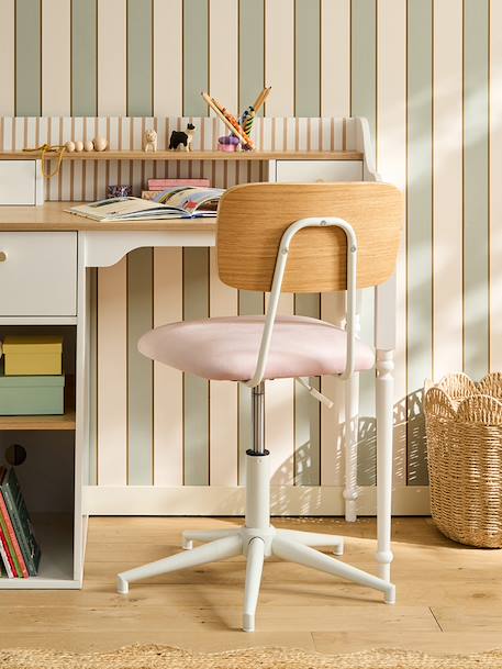 Metalen en houten bureaustoel LIGNE SCHOOL grijs+rozen - vertbaudet enfant 