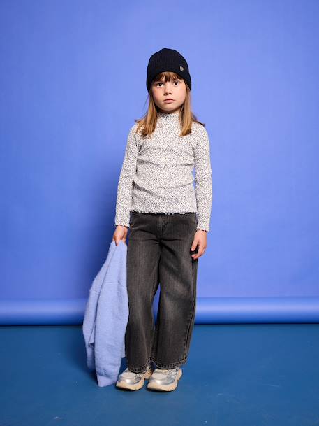 Wijde meisjesjeans medium lichaamsbouw denimgrijs+donkerblauw+lichtblauw+middenblauw - vertbaudet enfant 