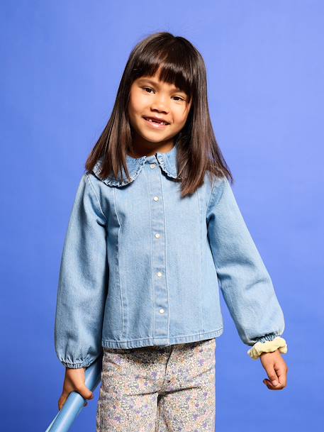 Denim blouse met lange mouwen double stone - vertbaudet enfant 