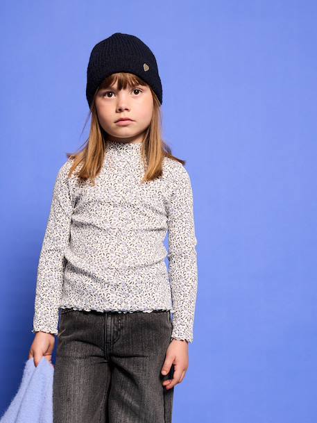 Meisjesshirt met opstaande kraag ecru+groen - vertbaudet enfant 