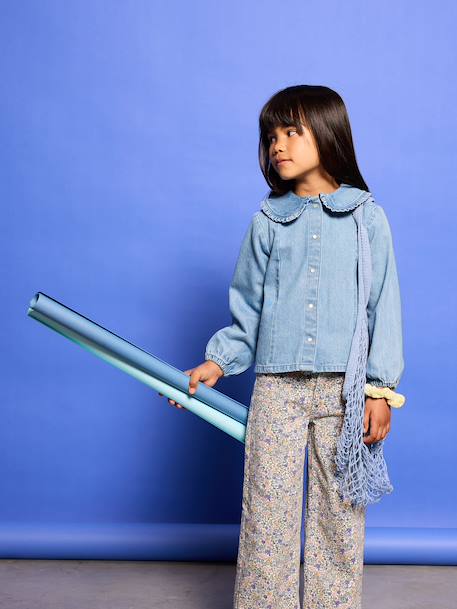 Denim blouse met lange mouwen double stone - vertbaudet enfant 