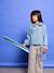 Denim blouse met lange mouwen double stone - vertbaudet enfant 